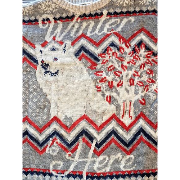 Game of Thrones Knit Sweater Winter Wolf Holiday Unisex Medium GOT Jon Snow HBO - Picture 8 of 9